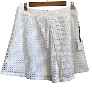 Unpublished Jordana Pleated A-line Mini Skirt Women SZ Medium White Cottagecore